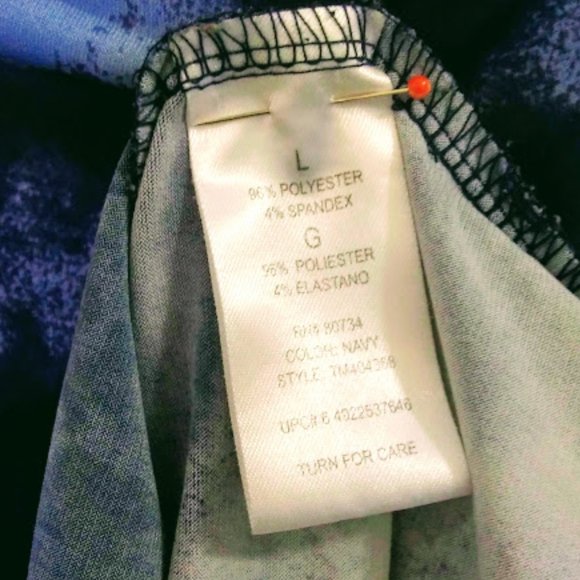 SCOOP NECK*3/4 LENGTH SLEEVES*PULL ON TOP*WOMEN SIZE L*BLUE & WHITE. - Picture 6 of 7